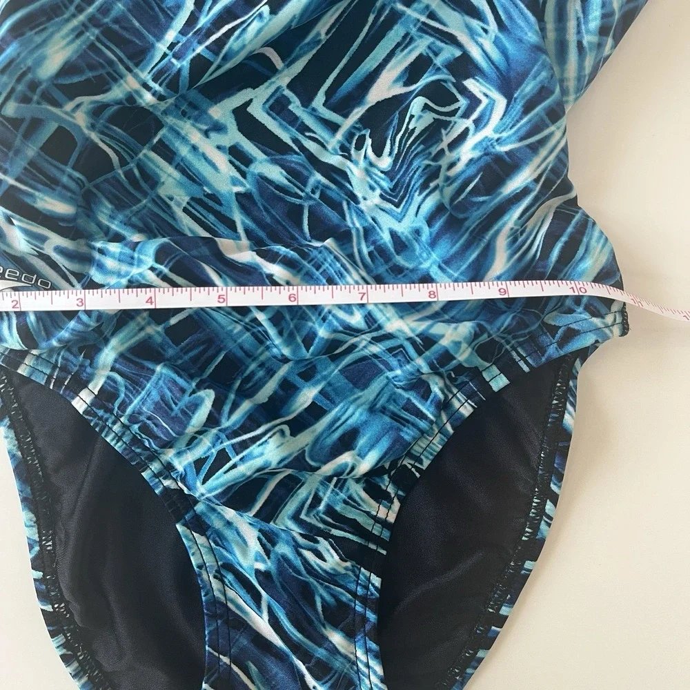 Speedo Women's Size 30 XS One Piece‎ Swimsuit Athletic Black Blue Neon